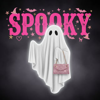 Spooky Pink Ghost with Rhinestone Handbag