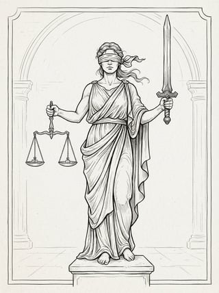 Lady Justice Line Drawing