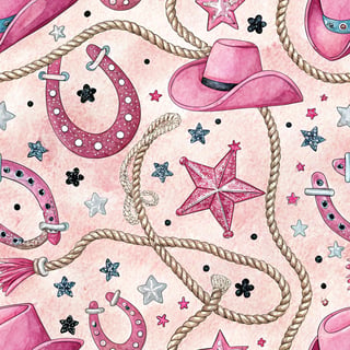Super Glam Cowgirl Seamless Pattern