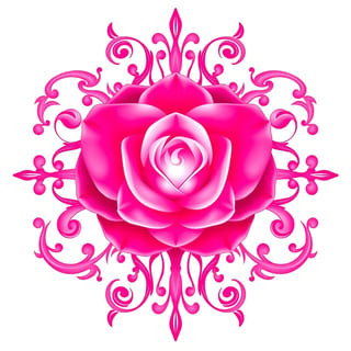 Symmetrical Pink Fantasy Rose Illustration