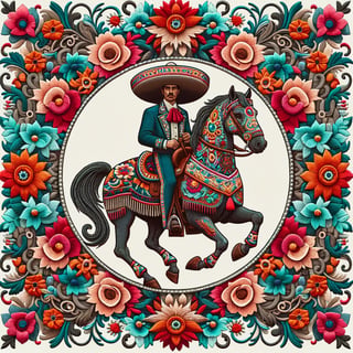 Mexican Horseman Embroidery Design