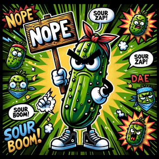 Grumpy Cartoon Pickle with Protest Sign