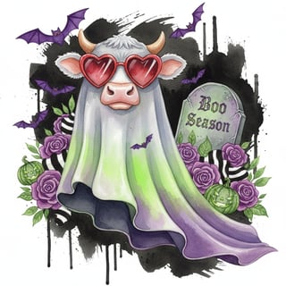 Cute Cow with Heart Sunglasses Art
