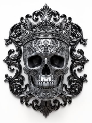 Ornate Metallic Skull with Baroque Patterns