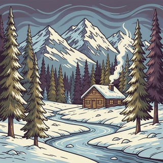 Earthy Winter Landscape Illustration