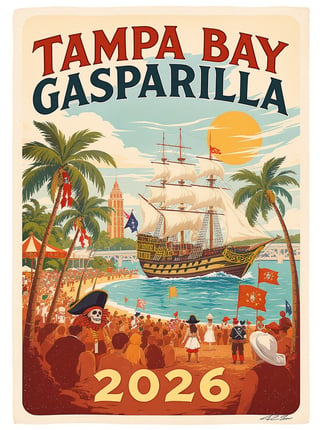 Vintage Tampa Bay Gasparilla Poster 2026