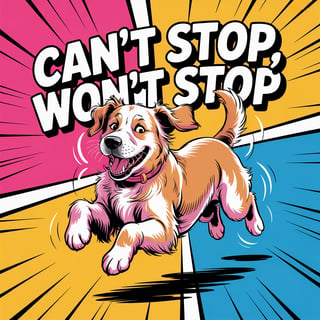 Comic Dog Chasing Tail Illustration