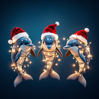 Boho Dolphins with Christmas Lights