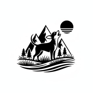 Minimalist Howling Chihuahua Silhouette