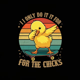 Retro Baby Chick on Skateboard
