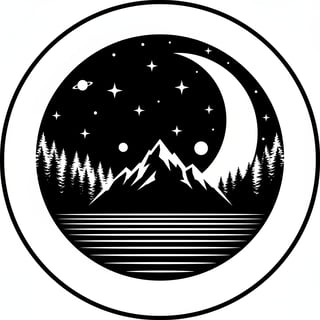 Black and White Night Landscape Logo