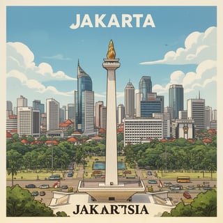 Jakarta Travel Poster Illustration