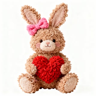 Cozy Easter Bunny with Red Heart