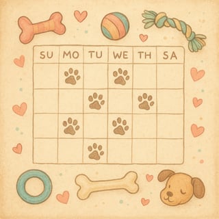 Hand-drawn Dog Calendar Page