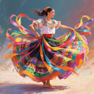 Vibrant Folklórico Dancer Skirt