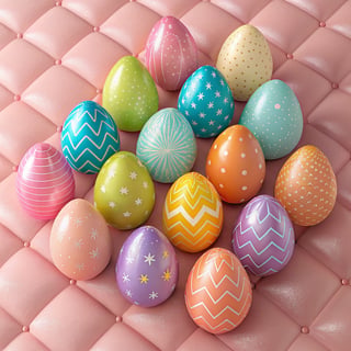 3D Inflated Easter Eggs on Pink Background