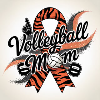 Volleyball Mom Tiger-Striped Ribbon Art