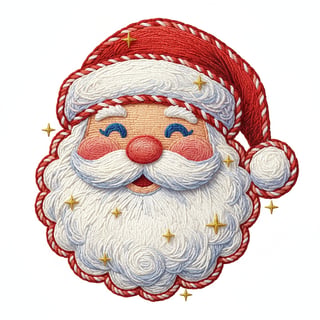3D Santa Face Embroidered Illustration