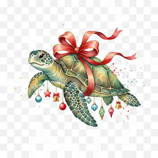 Watercolor Turtle with Holiday Decor