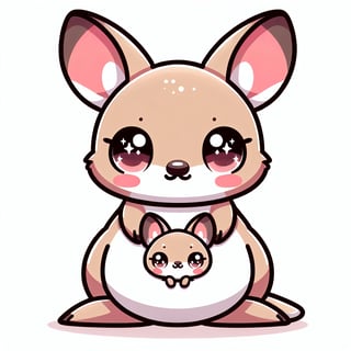 Kawaii Kangaroo with Joey PNG