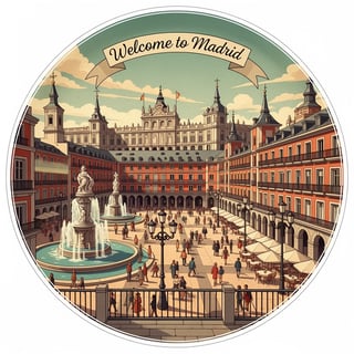 Vintage Madrid Landmark Illustration