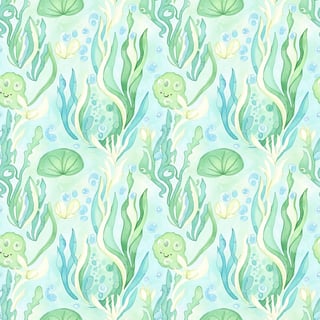 Cute Seaweed and Water Plants Pattern