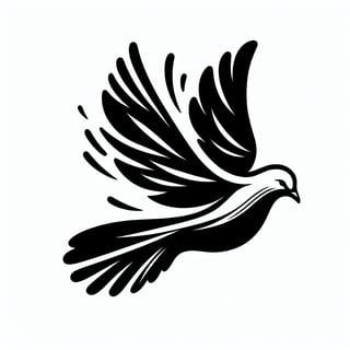 Minimalist Black Ink Dove Drawing