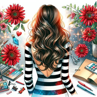 Watercolor Art of Woman with Sparkling Daisies
