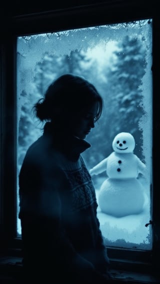Mysterious Figure in Frosted Window