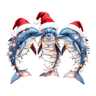 Boho Dolphins with Christmas Lights