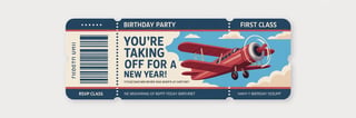 Vintage Airplane Birthday Ticket Invite