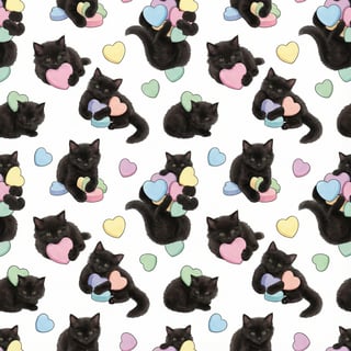 Photo-Realistic Black Kittens with Hearts