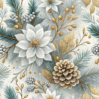 3D Winter Floral Pattern