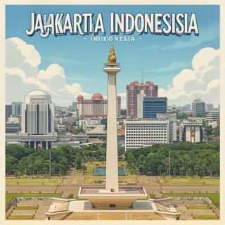 Jakarta Travel Poster Illustration