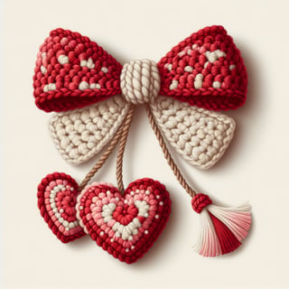 Handmade Crochet Bow with Hearts