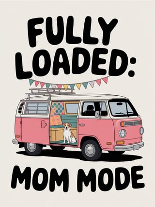 Quirky Pastel Van Illustration