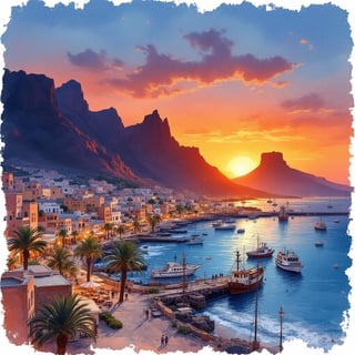 Ink & Watercolor Travel Poster of Aden