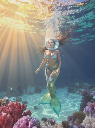 Space Mermaid Over Glowing Florida Reef