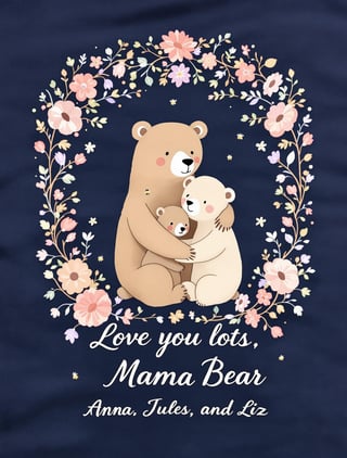 Mama Bear and Cubs Illustration