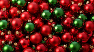 Realistic Red & Green Christmas Ornaments