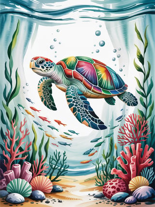 Underwater Watercolor Sea Turtle Wrap