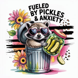 Quirky Raccoon Watercolor Art