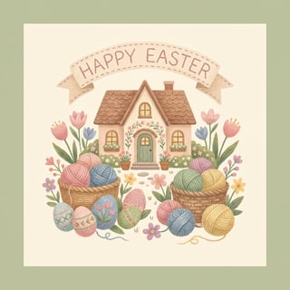 Pastel Easter Yarn Illustration