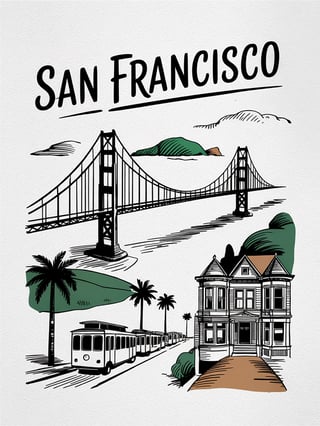 San Francisco 2D Hand-Drawn Sketch Design