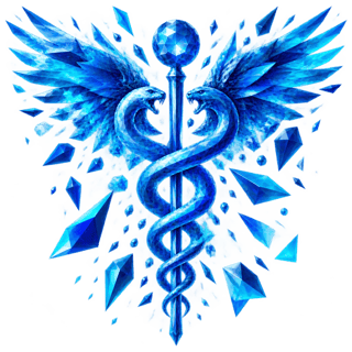 Abstract Shattered Low Poly Caduceus