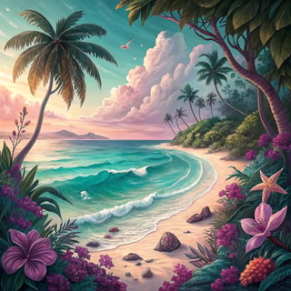 Elegant Tropical Beach Scene
