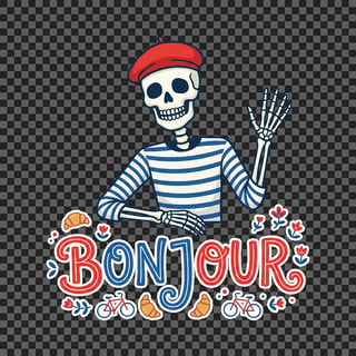 Bonjour Skeleton in Red Beret
