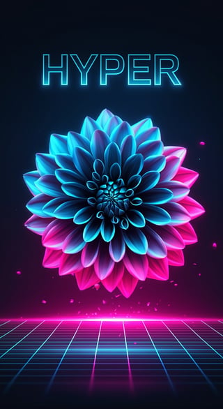 Glowing Neon Dahlia in Cyber Style
