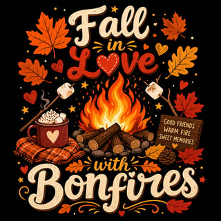 Cozy Fall Bonfire Illustration
