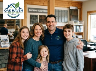 Family at Roofing Company Close-Up